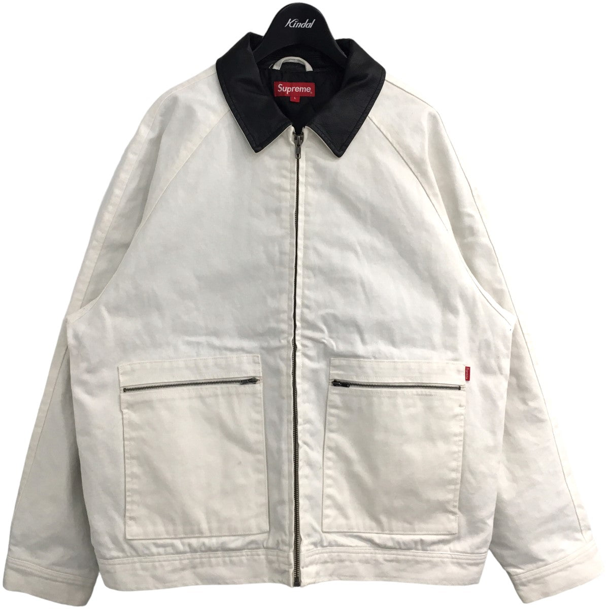 SUPREME(シュプリーム) 20AW 「Leather Collar Work Jacket」 レザーカラーワークジャケット ホワイト×ブラック  サイズ 13｜【公式】カインドオルオンライン ブランド古着・中古通販【kindal】
