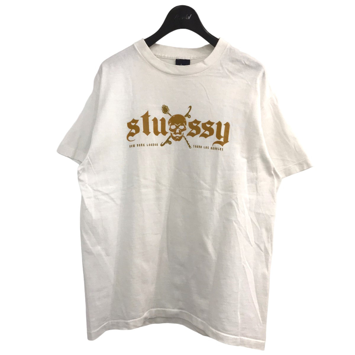 stussy(ステューシー) 1990s紺タグスカルプリントTシャツ ホワイト 