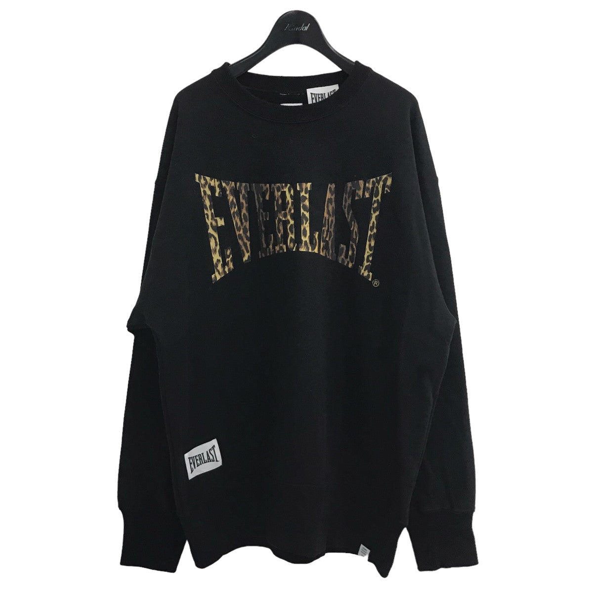 BEDWIN ＆THE HEARTBREAKERS × EVERLAST ｢Ex．L／S C-NECK SWEAT ’LOU’｣  レオパードロゴプリントスウェット ブラック サイズ 4｜【公式】カインドオルオンライン ブランド古着・中古通販【kindal】