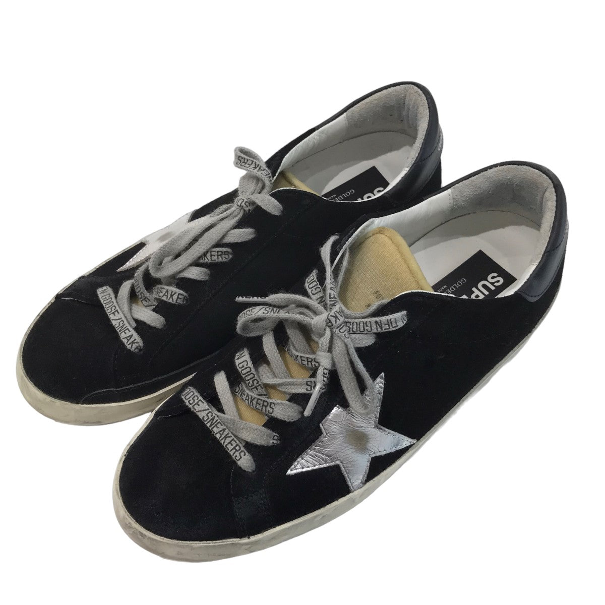 GOLDEN GOOSE(ゴールデングース) SUPER-STARヴィンテージ加工スウェードローカットスニーカー ブラック サイズ  16｜【公式】カインドオルオンライン ブランド古着・中古通販【kindal】