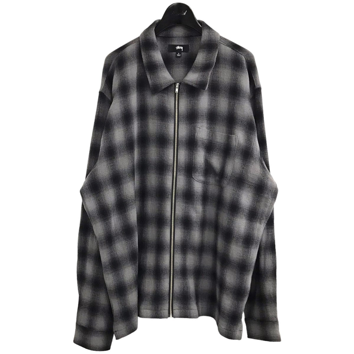 stussy(ステューシー) 「Twisted Yarn Plaid Zip」ジップアップチェックシャツ1110327 1110327  ブラック×グレー サイズ L｜【公式】カインドオルオンライン ブランド古着・中古通販【kindal】