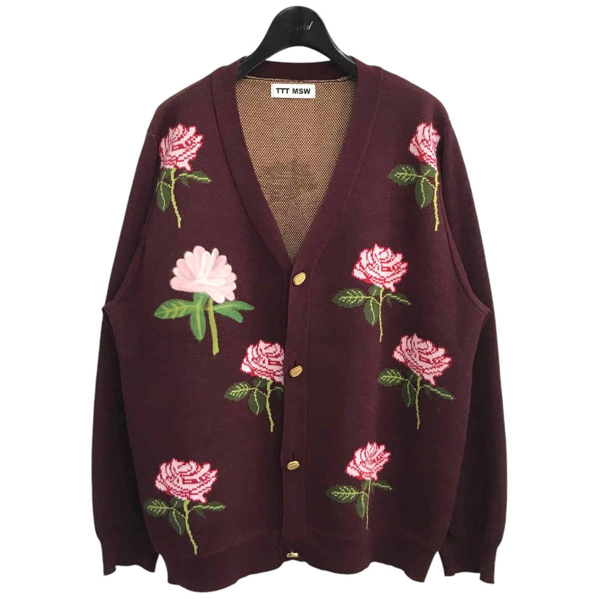 TTT MSW(ティーモダンストリートウエア) 22AW「Rose Jacquard Knit Cardigan」ローズジャガードカーディガンTTT  2022AW KT03 TTT 2022AW KT03 バーガンディー サイズ L｜【公式】カインドオルオンライン  ブランド古着・中古通販【kindal】