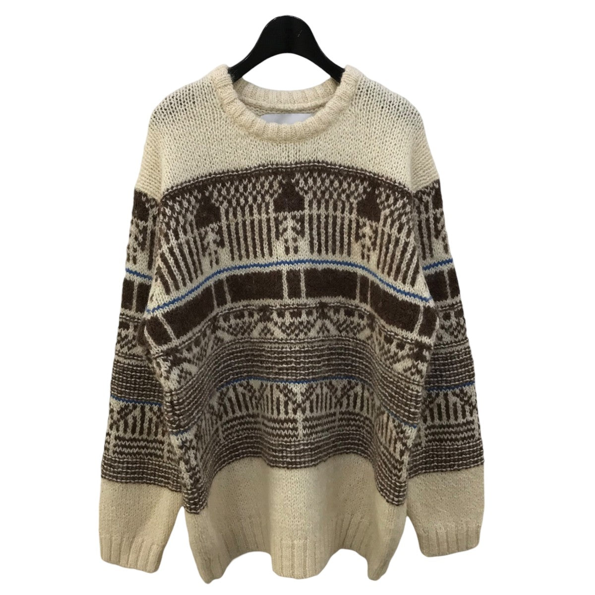 「Roving alpaca wool jacquard sweater for LR」ウールナイロンニットセーターwn23 15fw175 kw