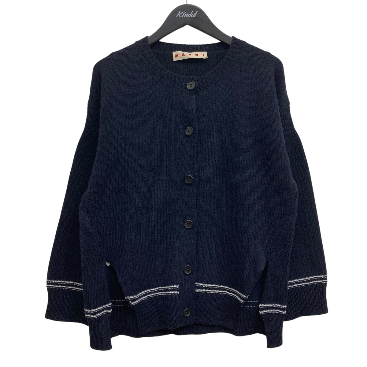 MARNI / 24aw/キモノスリーブカーディガン/38/ウール/NVY/cdmd0309q1 MARNI◇24aw/キモノスリーブカーディガン/38/ウール/NVY/cdmd0309q1
