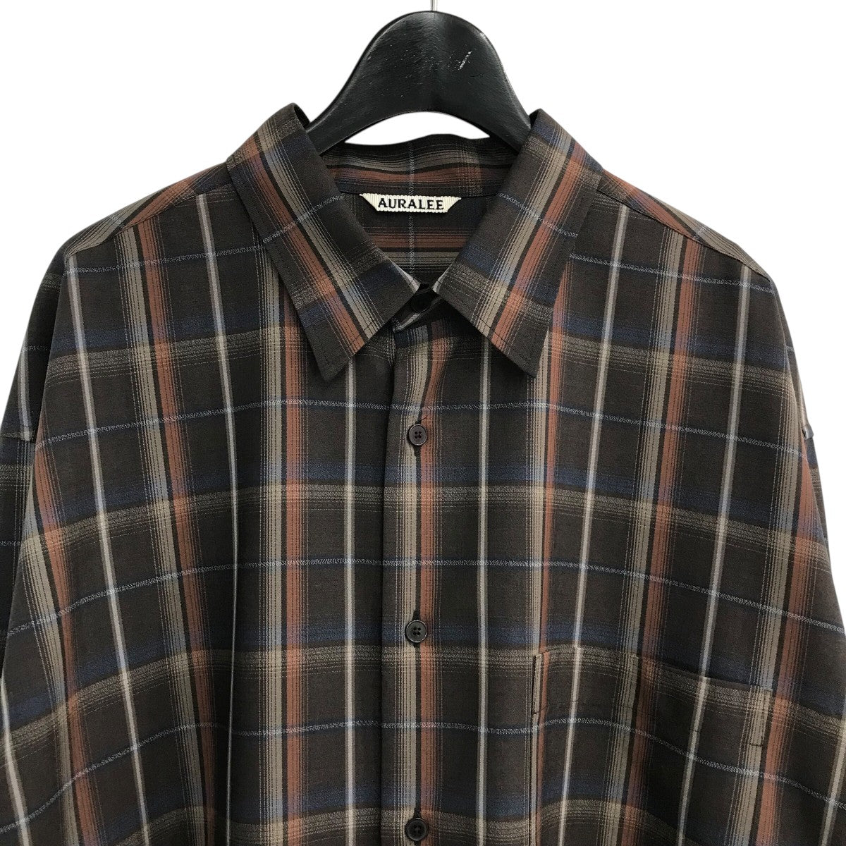 AURALEE 24SS「SUPER LIGHT WOOL CHECK SHIRT」ウールチェックシャツA24SS01LC 古着・中古-3枚目のアイテム画像