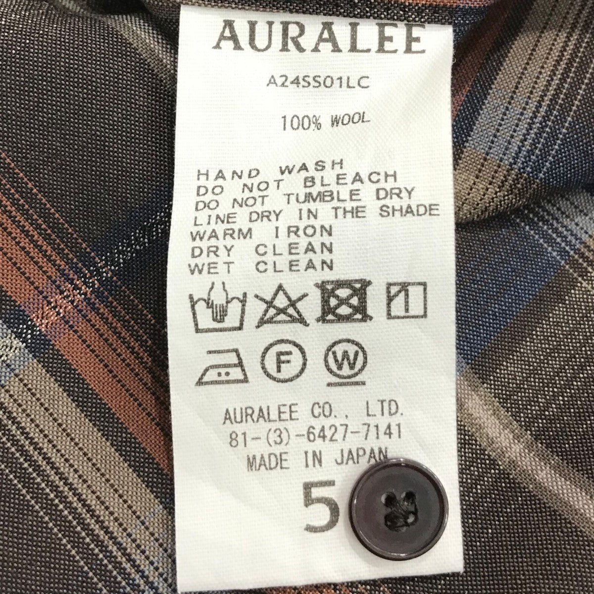 AURALEE 24SS「SUPER LIGHT WOOL CHECK SHIRT」ウールチェックシャツA24SS01LC 古着・中古-5枚目のアイテム画像