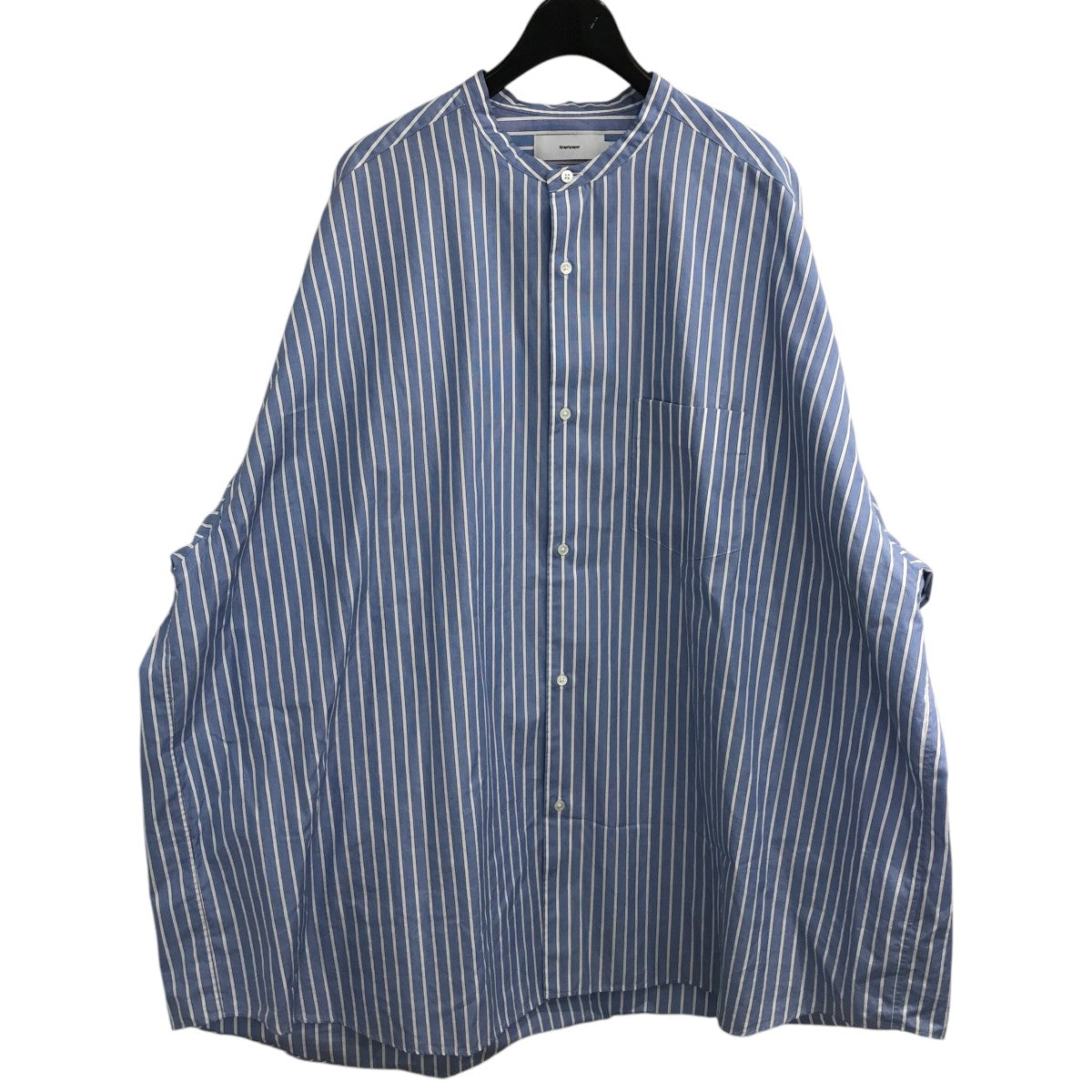 Graphpaper 「SOKTAS High Count Broad L S Oversized Band Collar Shirt」バンドカラーストライプシャツGM234 50103 古着・中古-1枚目のアイテム画像