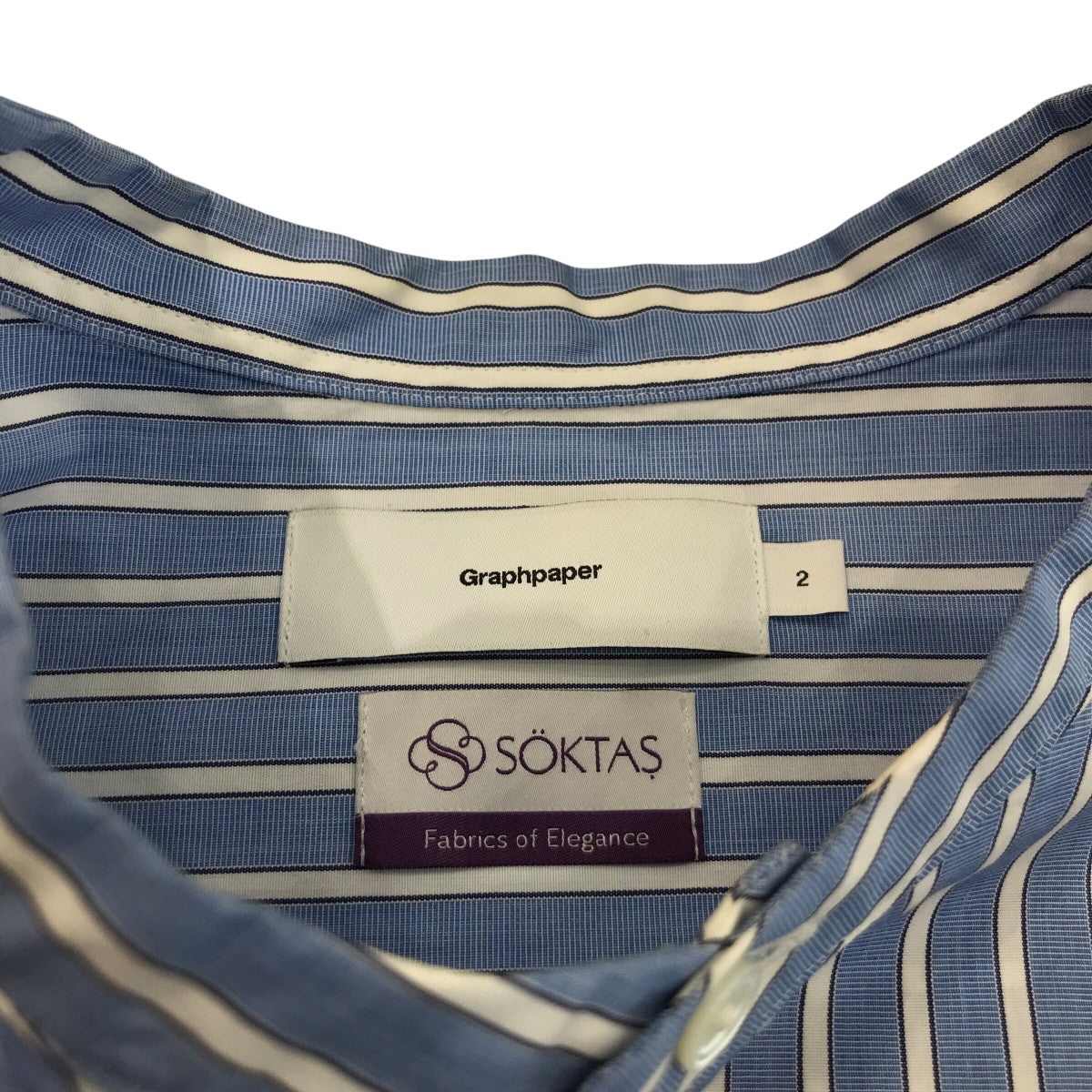 Graphpaper 「SOKTAS High Count Broad L S Oversized Band Collar Shirt」バンドカラーストライプシャツGM234 50103 古着・中古-5枚目のアイテム画像