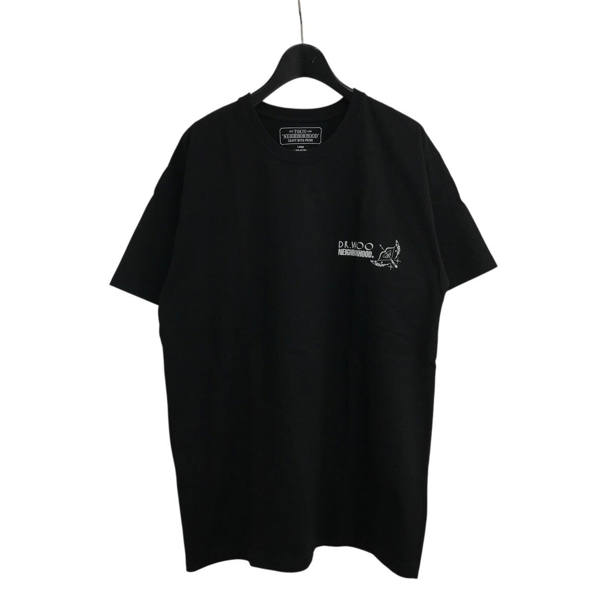 新品未使用 ネイバーフッド ブラック Tシャツ L NEIGHBORHOOD×DR．WOO プリントTシャツ ブラック サイズ L