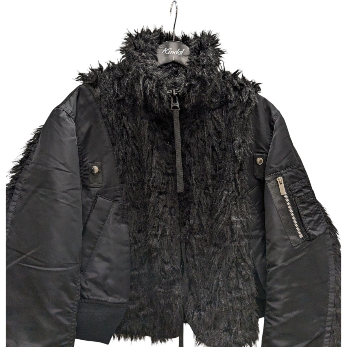 sacai 24AWFaux Fur x Nylon Blousonフェイクファーナイロンブルゾン24-07604 古着・中古-2枚目のアイテム画像