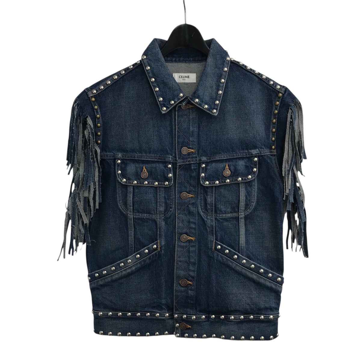 【最終値下げ】CELINE スタッズフリンジデニムベスト2Q571365M CELINE(セリーヌ) スタッズフリンジデニムベスト2Q571365M 2Q571365M