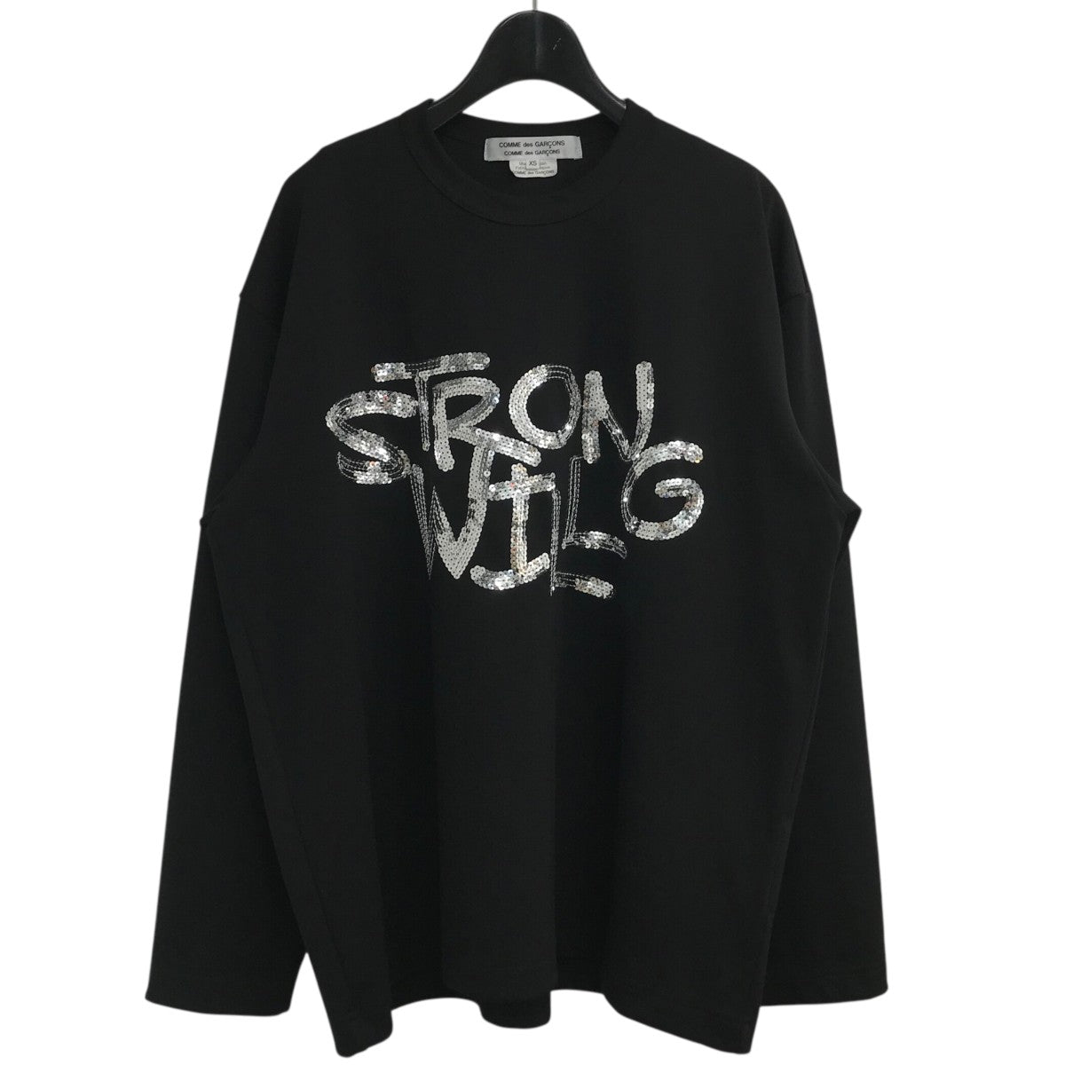 COMME des GARCONS スパンコール長袖TシャツRN T005 古着・中古-1枚目のアイテム画像