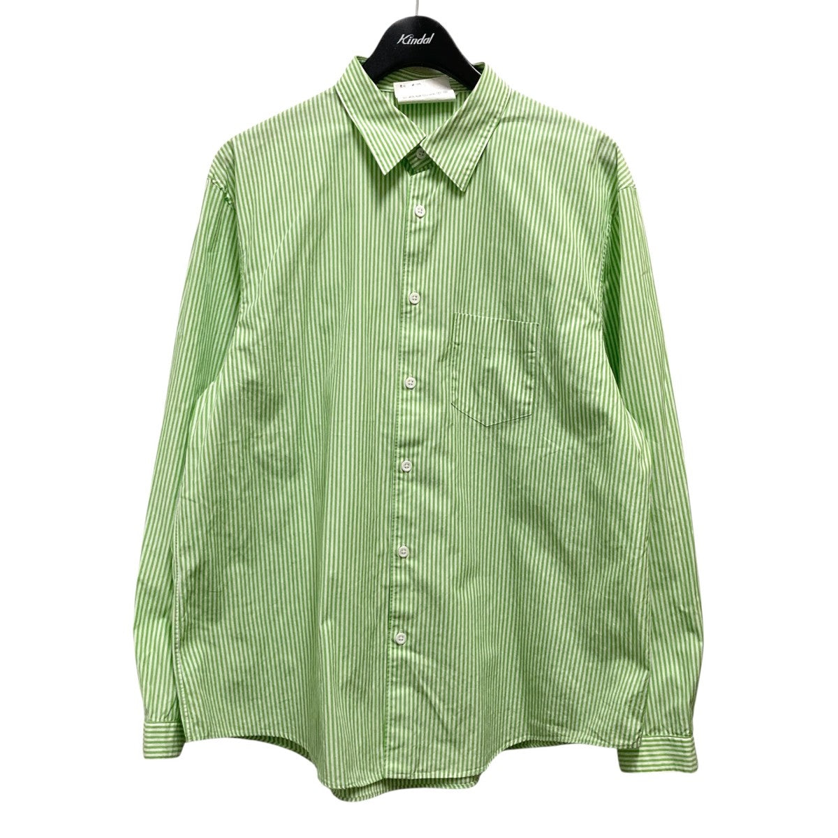 DIGAWEL(ディガウェル) ストライプ長袖シャツ ホワイト×グリーン