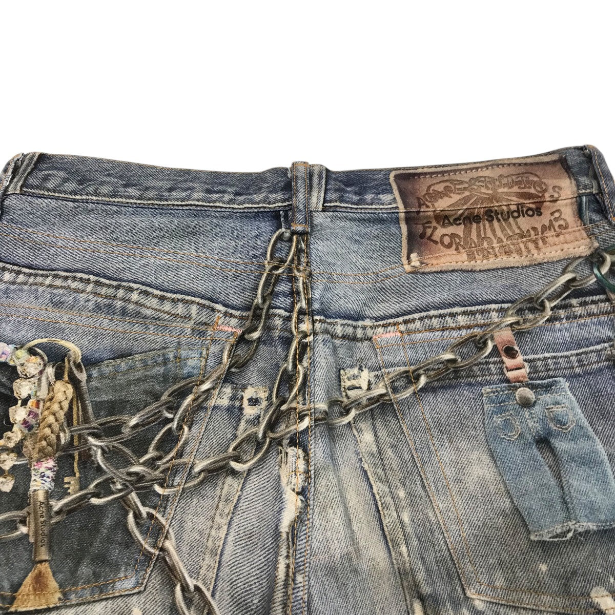 トロンプルイユ チェーングラフィックオーバーデニムパンツFN MN TROU001020