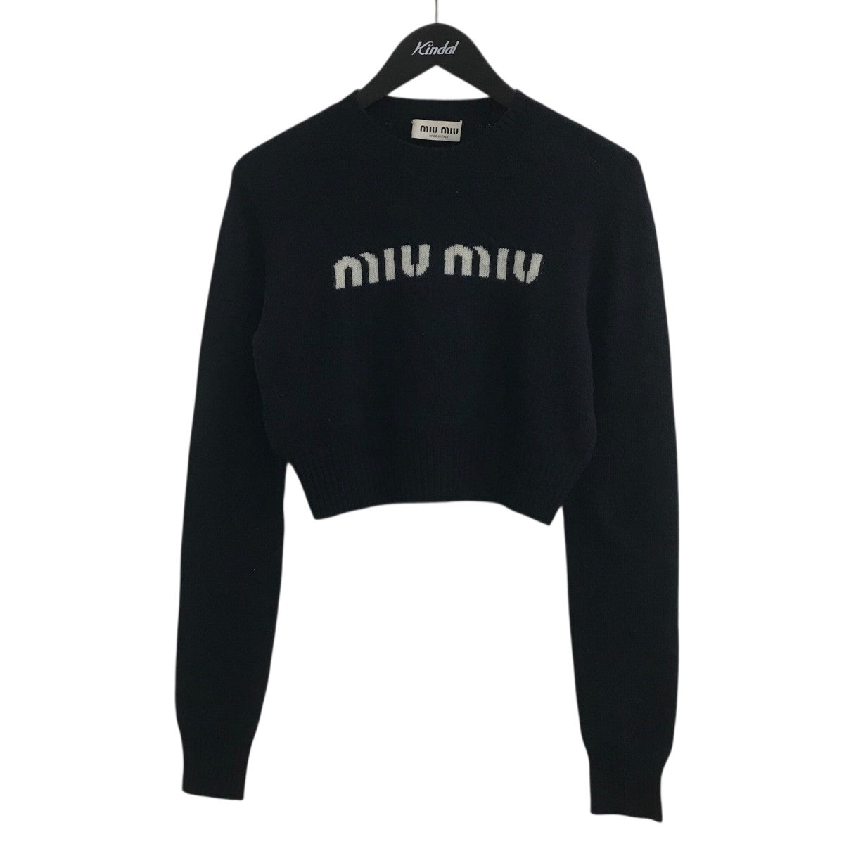 MIU MIU(ミュウミュウ) ロゴショート丈ニットMML809 MML809 ネイビー