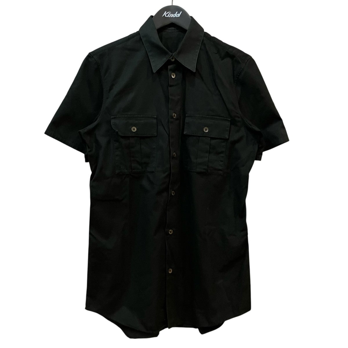 HELMUT LANG(ヘルムートラング) ミリタリー半袖シャツ ブラック サイズ