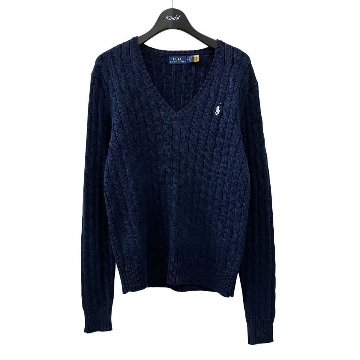 Polo Ralph Lauren ネイビー Vネックセーター 美品 POLO RALPH LAUREN(ポロラルフローレン) ワンポイント刺繍Vネック