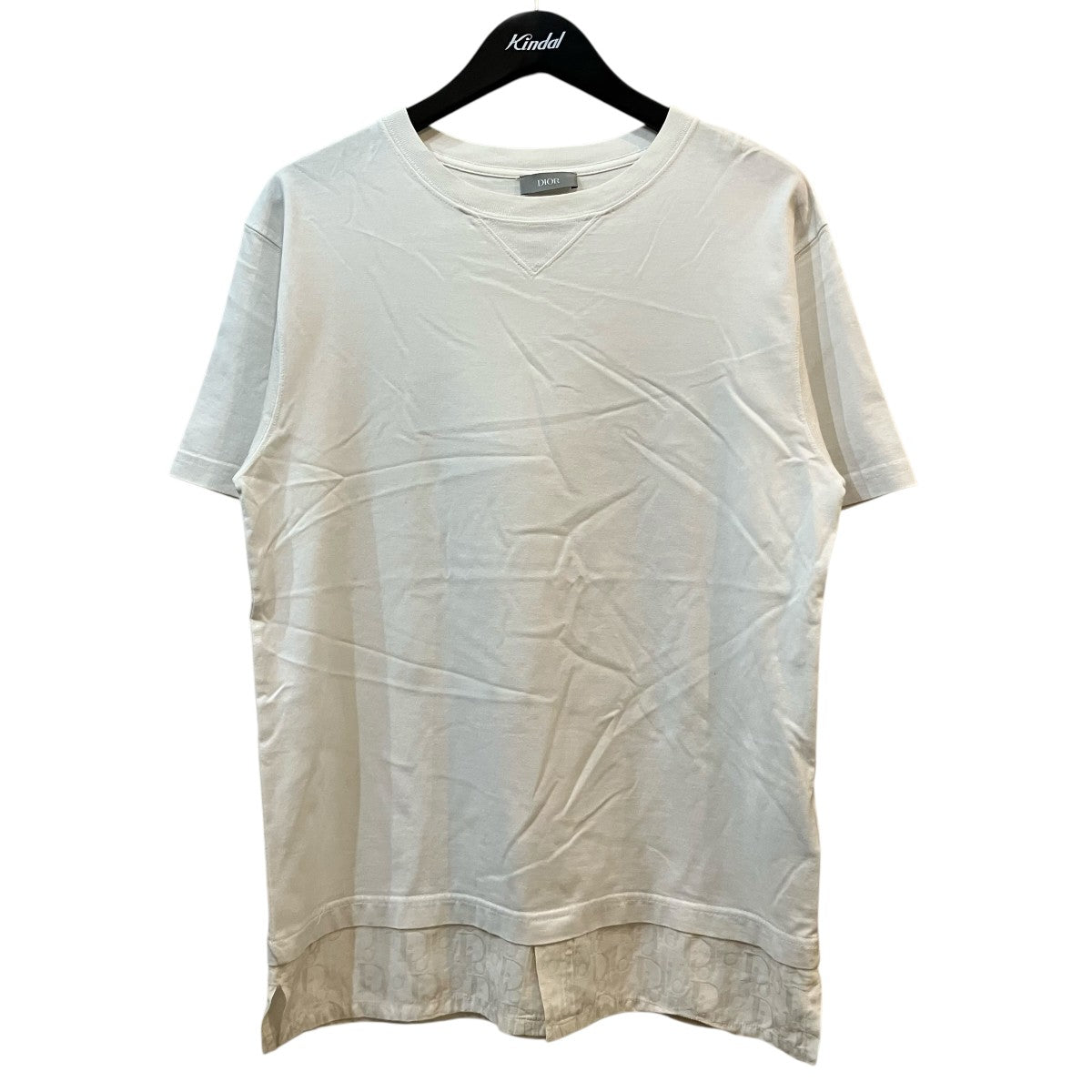 DIOR 裾オブリーク柄切替Tシャツ113J632A0677 113J632A0677 ホワイト 