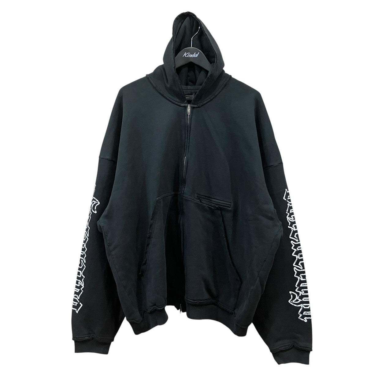 BALENCIAGA(バレンシアガ) ダメージ加工袖ロゴジップアップパーカー