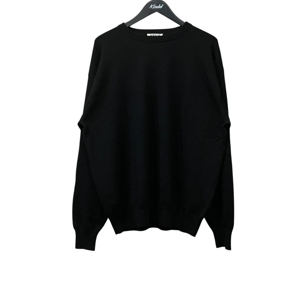 AURALEE ブラック クルーネックセーター AURALEE(オーラリー) CASHMERE SILK WOOL KNIT クルーネックニット
