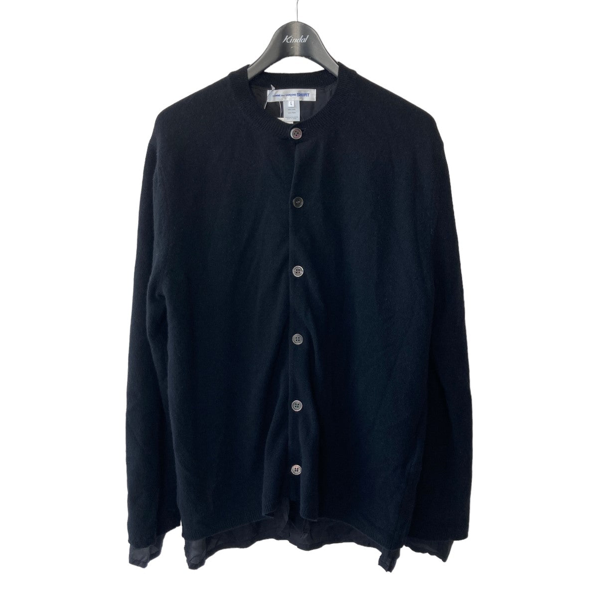 COMME des GARCONS SHIRT(コムデギャルソンシャツ) キュプラレイヤード ウール クルーネック カーディガン  FJ-N012-W22-1 ブラック サイズ 13｜【公式】カインドオルオンライン ブランド古着・中古通販【kindal】