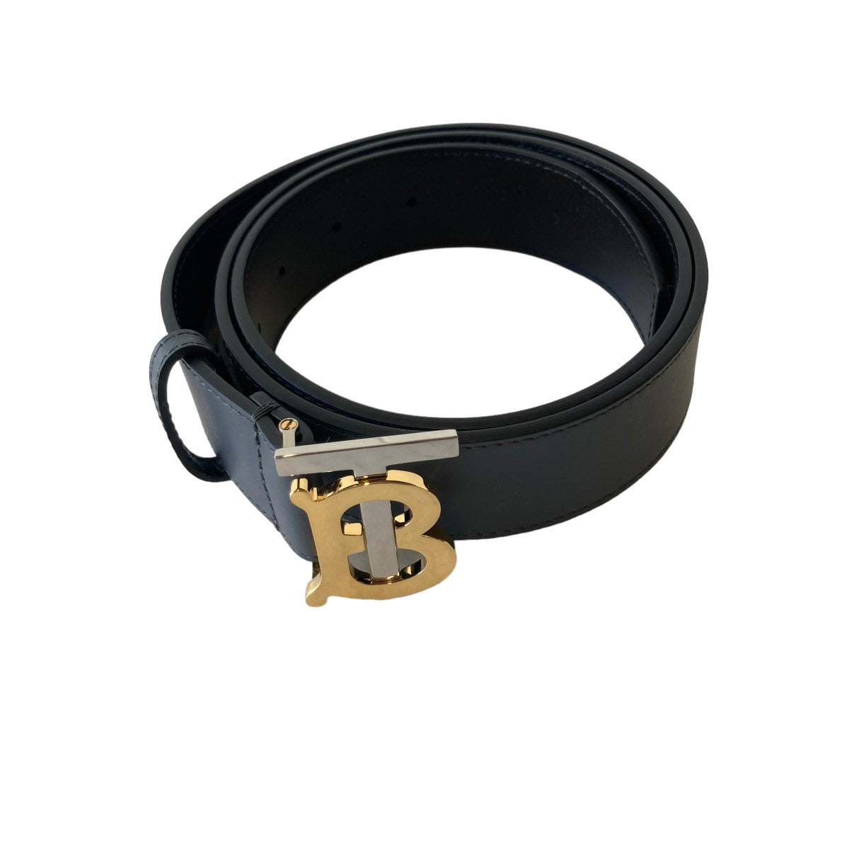 BURBERRY(バーバリー) Tempest Grey TB Monogram Leather Belt グレー 