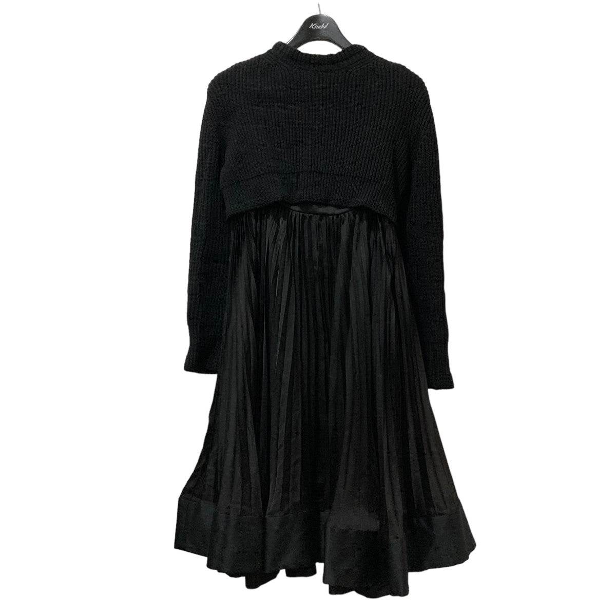 sacai(サカイ) WOOL KNIT DRESS ニット切替プリーツワンピース 23-06819 23-06819 ブラック サイズ  1｜【公式】カインドオルオンライン ブランド古着・中古通販【kindal】