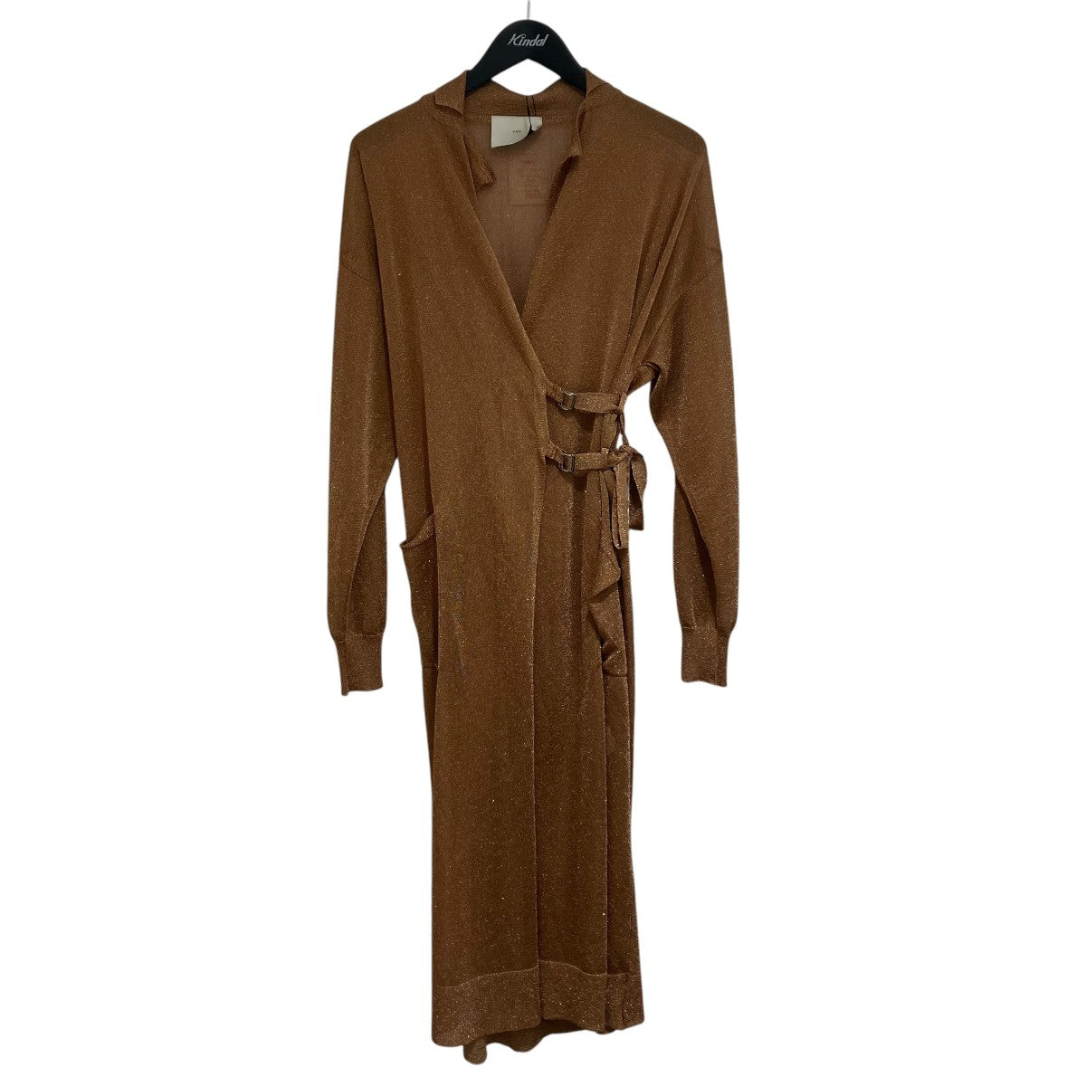 新品タグ付き　カシウエア ロングカーディガン 茶　ダークブラウン　 表記S/M TAN(タンタン) ロングカーディガンtn20ss020 tn20ss020 オレンジ