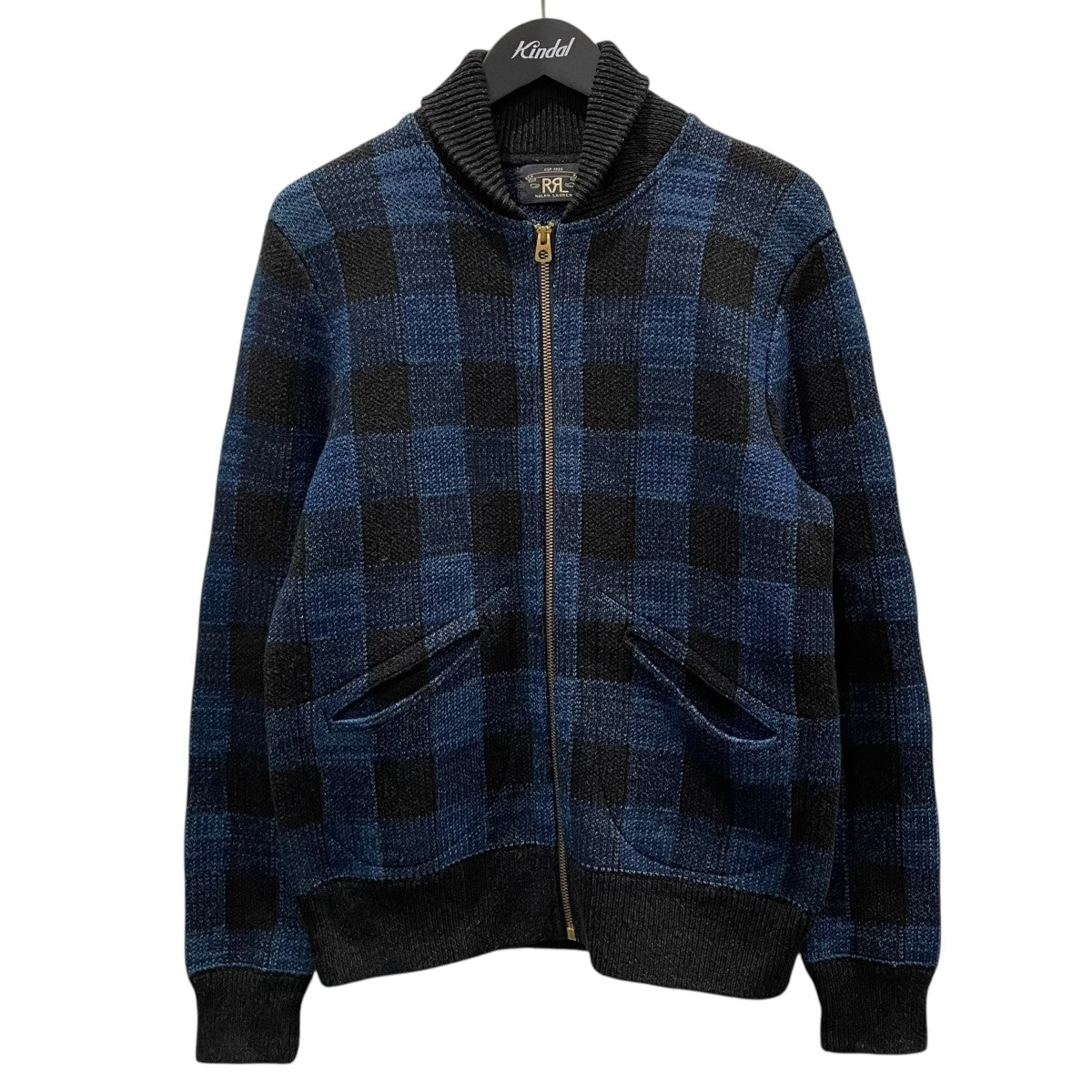 RRL(ダブルアールエル) チェック柄ジップアップコットンニット