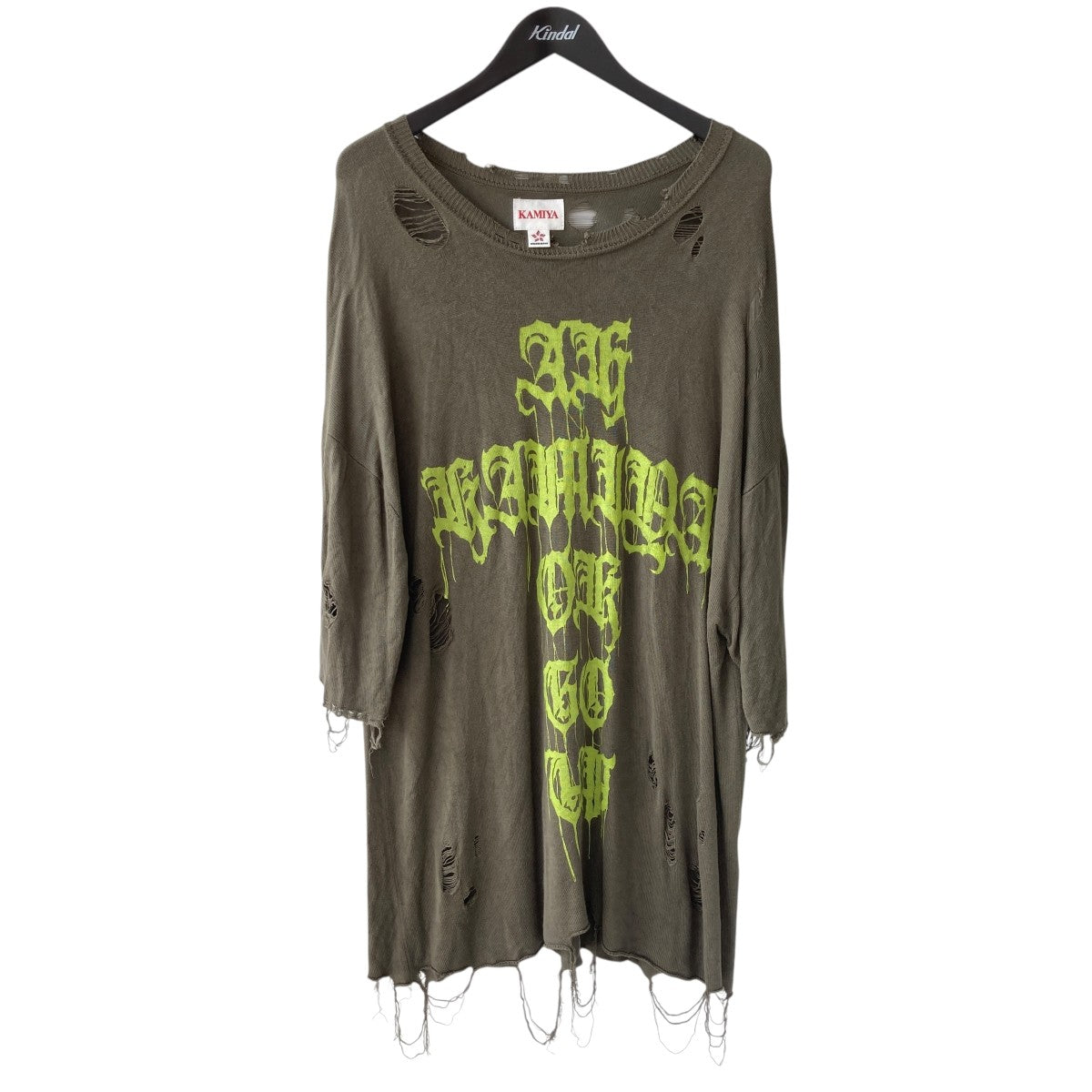 KAMIYA(カミヤ) 24SSPRINTED KNIT TEEダメージ加工 半袖ニット