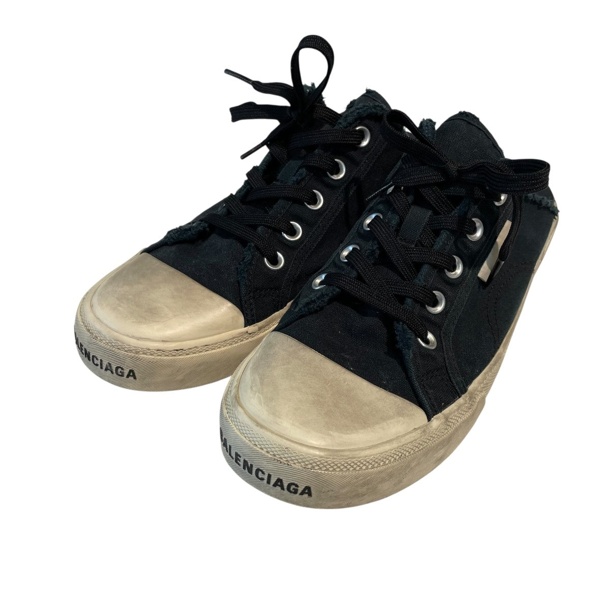 【極美品】BALENCIAGA デニム ミュール　デストロイ加工　693953 極美品】BALENCIAGA デニム ミュール デストロイ加工 693953