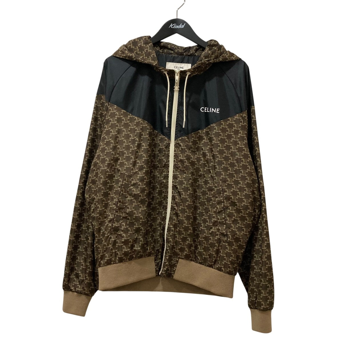 CELINE マカダム　ウールジップジャケット 40 ブラック・ホワイト　美品 CELINE(セリーヌ) Macadam Triomphe nylon マカダム ナイロン