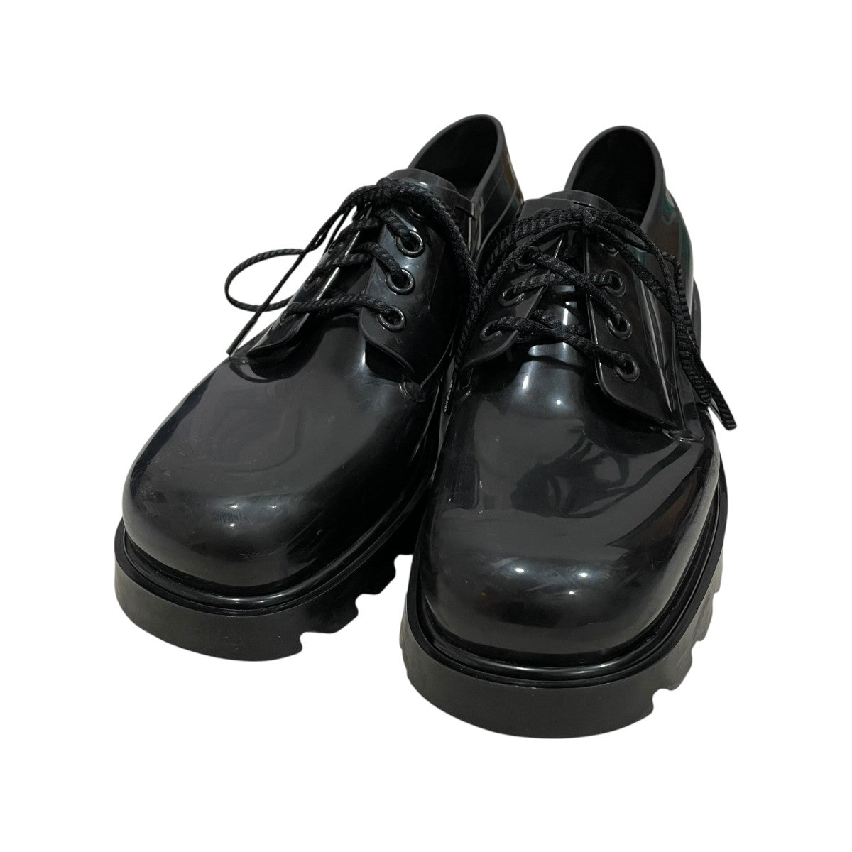 BOTTEGA VENETA レースアップラバー ブーツ　ブラック　37 BOTTEGA VENETA - BOTTEGA VENETA ラバー レースアップ レイン