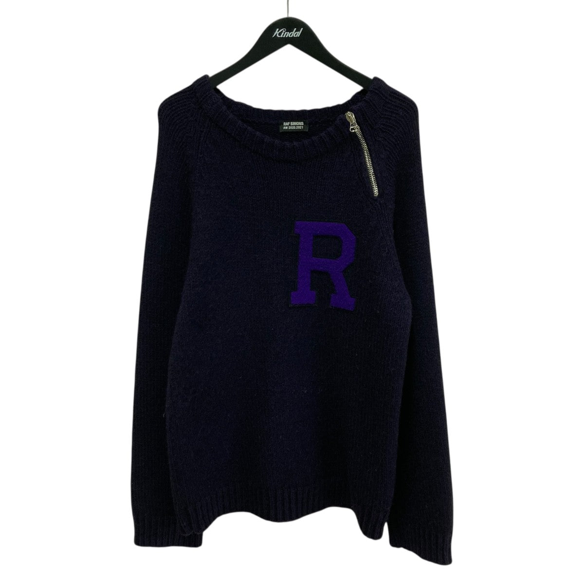 letter badge And Zipper Raglan Sweaterニット