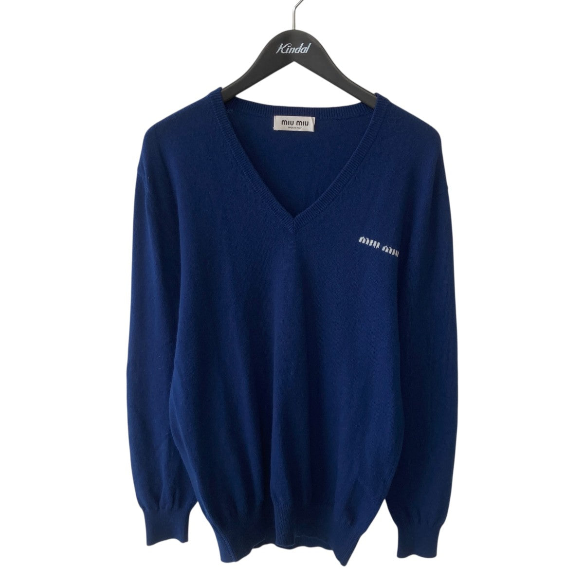 MIU MIU(ミュウミュウ) ロゴVネックニットMML692 MML692 ブルー サイズ