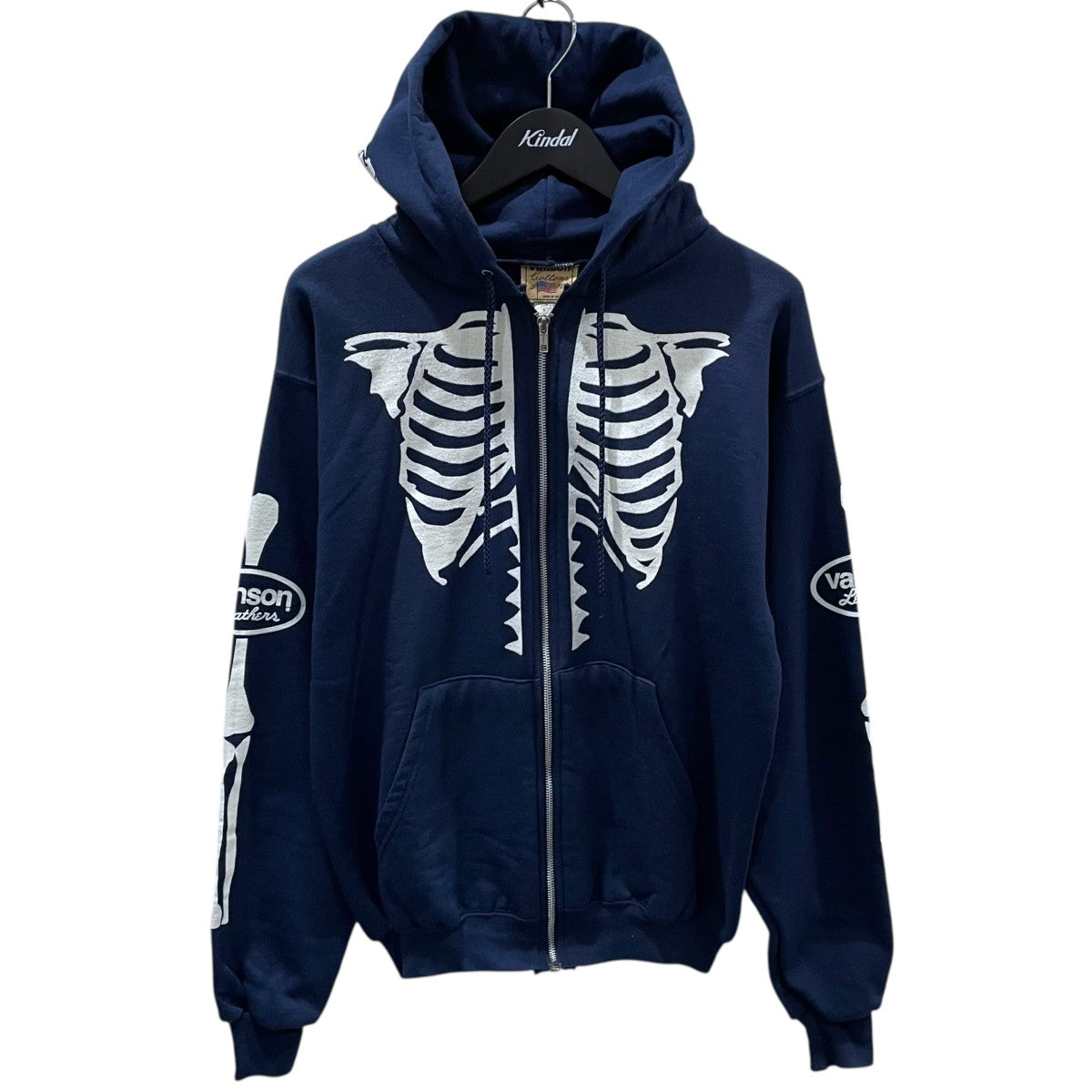 Vanson スカル ボーン ジップパーカー フーディ グレー VANSON / BONE ZIP UP HOODIE