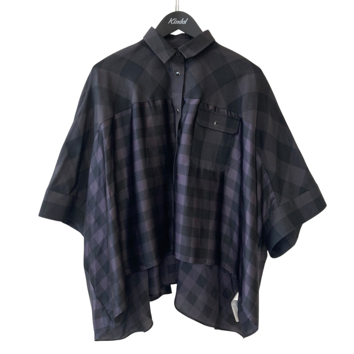 sacai(サカイ) チェック半袖シャツ22-05940 22-05940 ブラック、グレー