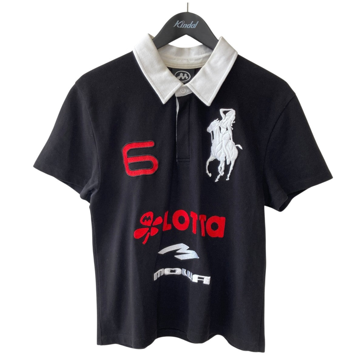 mowalola(モワローラ) ATL RELAXED POLO SHIRT半袖ポロシャツ ブラック