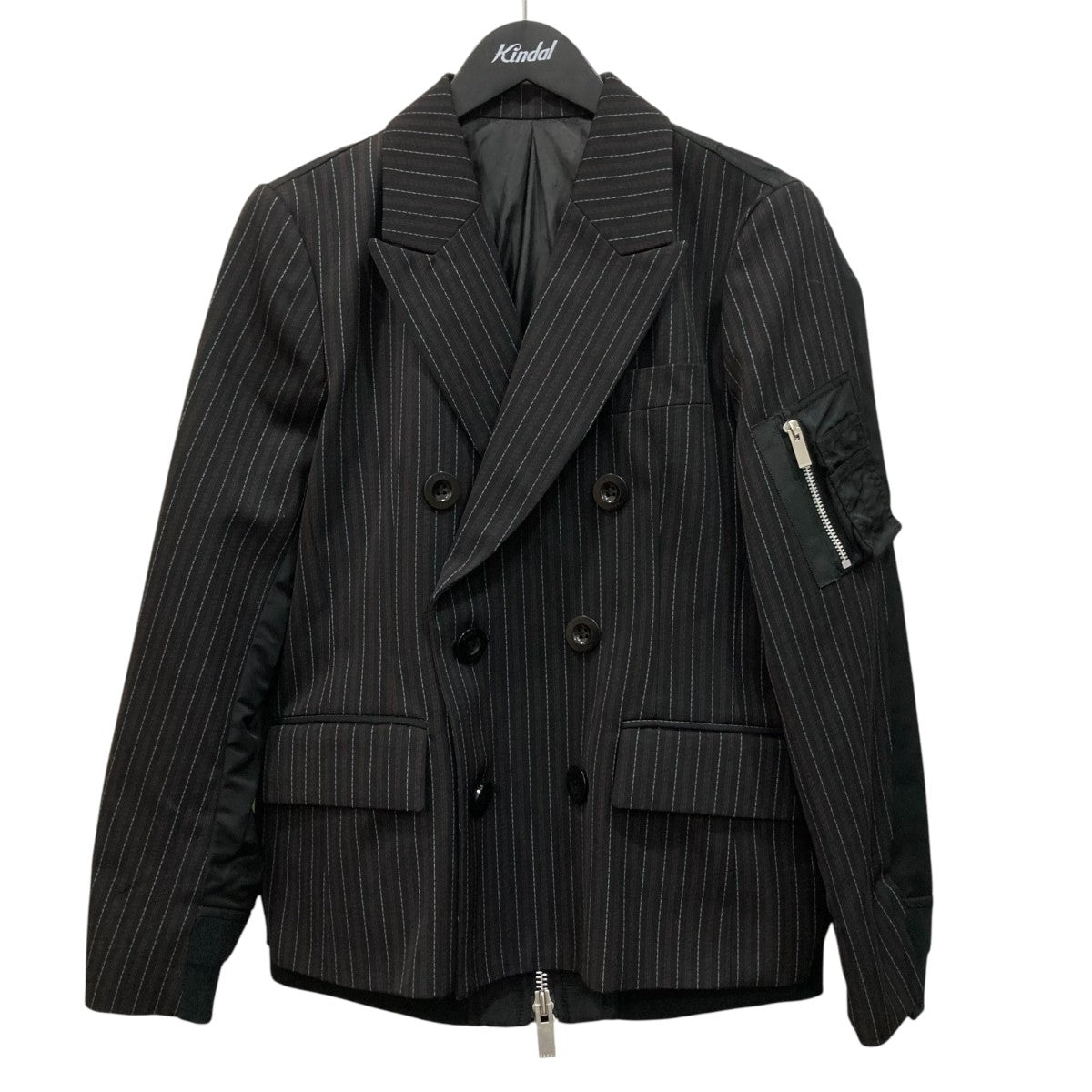 sacai(サカイ) Stripe Doeskin Nylon Twill Jacketダブルブレスト