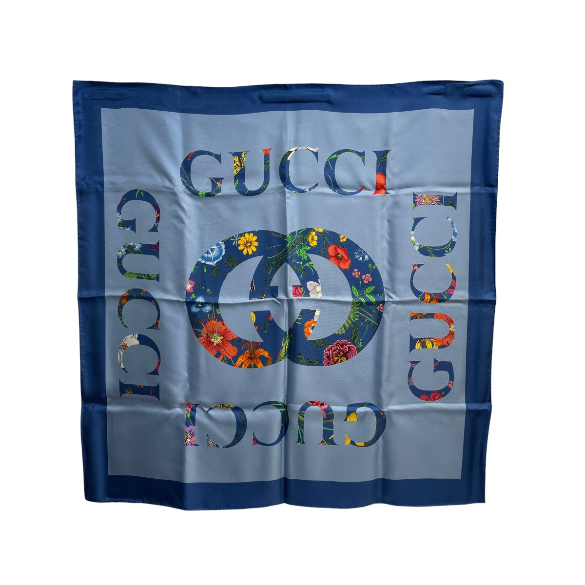 GUCCI(グッチ) フローラ ヴィンテージ ロゴプリント シルク スカーフ