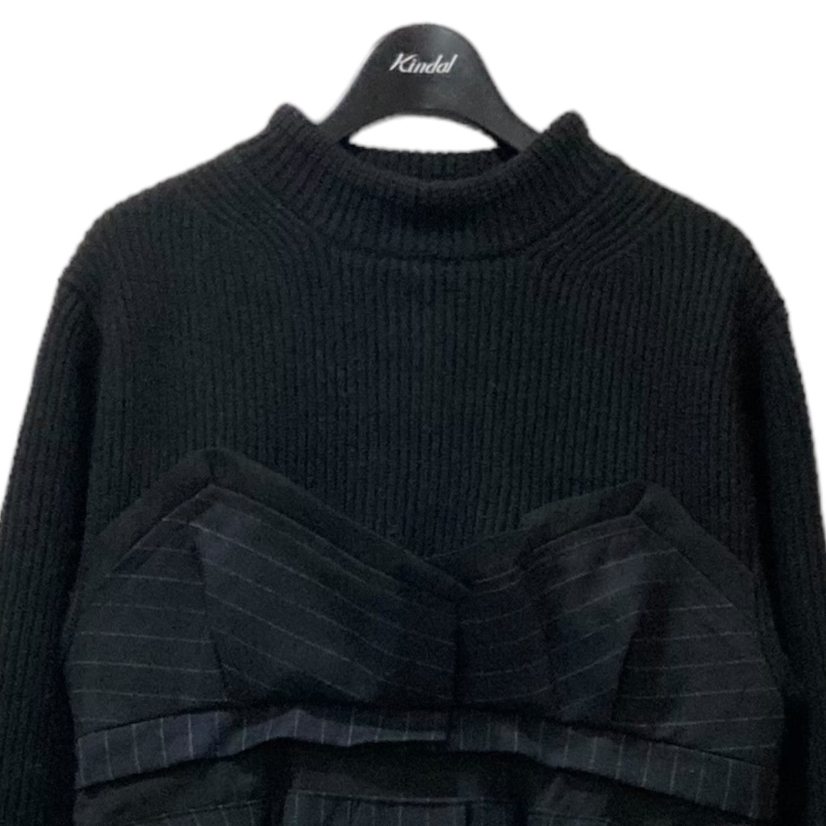 Wool Knit × Chalk Stripe Dress ニットドッキングストライプワンピース 22-06327