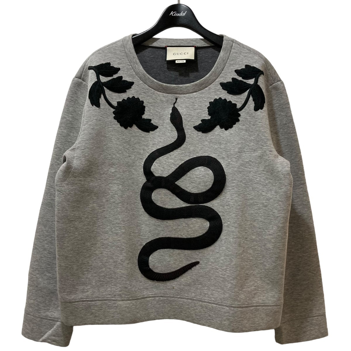 GUCCI(グッチ) SNAKE CREWNECK スネーク刺繍 クルーネックスウェット 408241 408241 グレー サイズ  M｜【公式】カインドオルオンライン ブランド古着・中古通販【kindal】