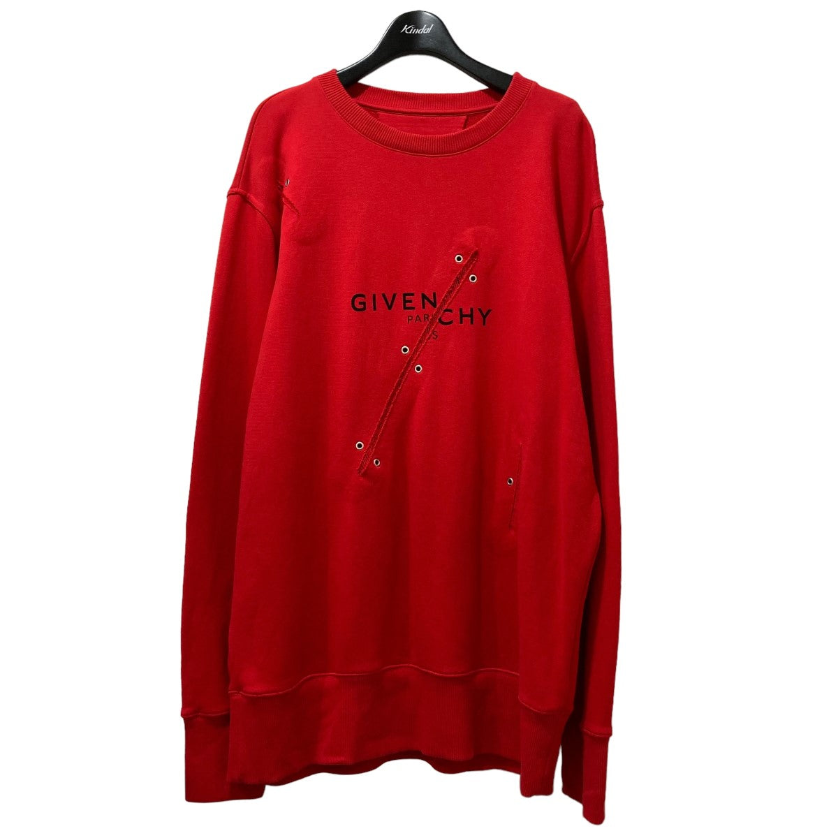 GIVENCHY(ジバンシィ) FELPA IN COTONE CONDETTAGLI DI METALLO ダメージ加工クルーネックスウェット  BMJ0CR3Y6V BMJ0CR3Y6V レッド サイズ M｜【公式】カインドオルオンライン ブランド古着・中古通販【kindal】