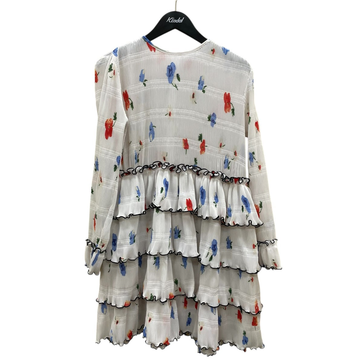 新品【GANNI ガニー】シフォン　リボンタイ　ワンピース　フリル　フレア　花 360528383_2.jpg
