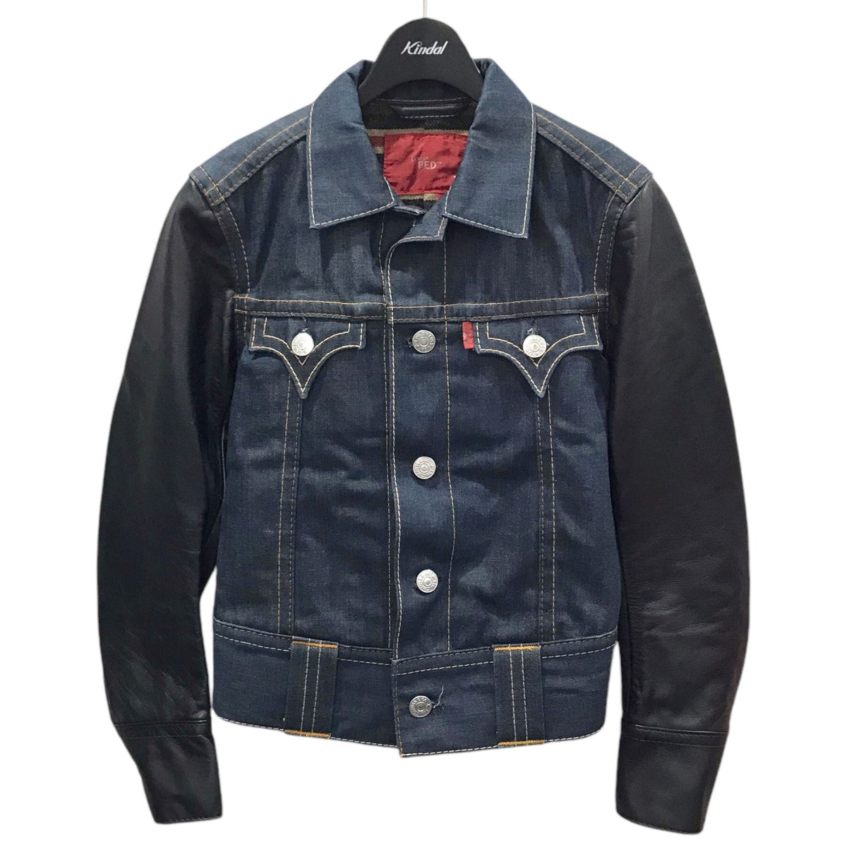 LEVI'S RED(リーバイスレッド) 02AW 袖レザーデニムジャケット TYPE 4 DENIM LEATHER WOOL BLANKET  TRUCKER JACKET クロアチア製 インディゴ サイズ XS｜【公式】カインドオルオンライン ブランド古着・中古通販【kindal】