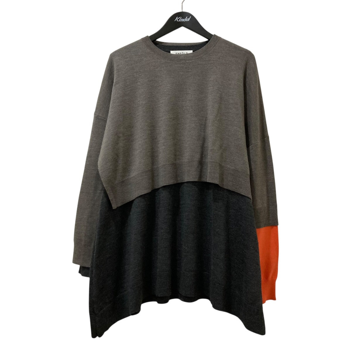 美品 ENFOLD エンフォルド レイヤード プルオーバー ニット ENFOLD(エンフォルド)｜Vネックレイヤード P.O/プルオーバー/ダーク