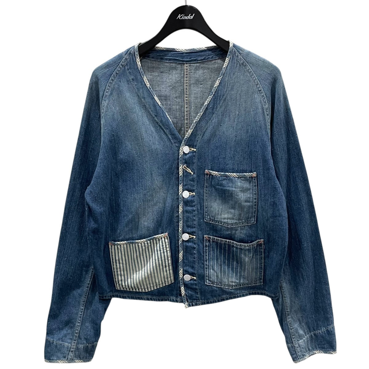 美品 Lee クラシック エンジニア ノーカラー デニムジャケットインディゴ Porter Classic(ポータークラシック) ノーカラーデニム