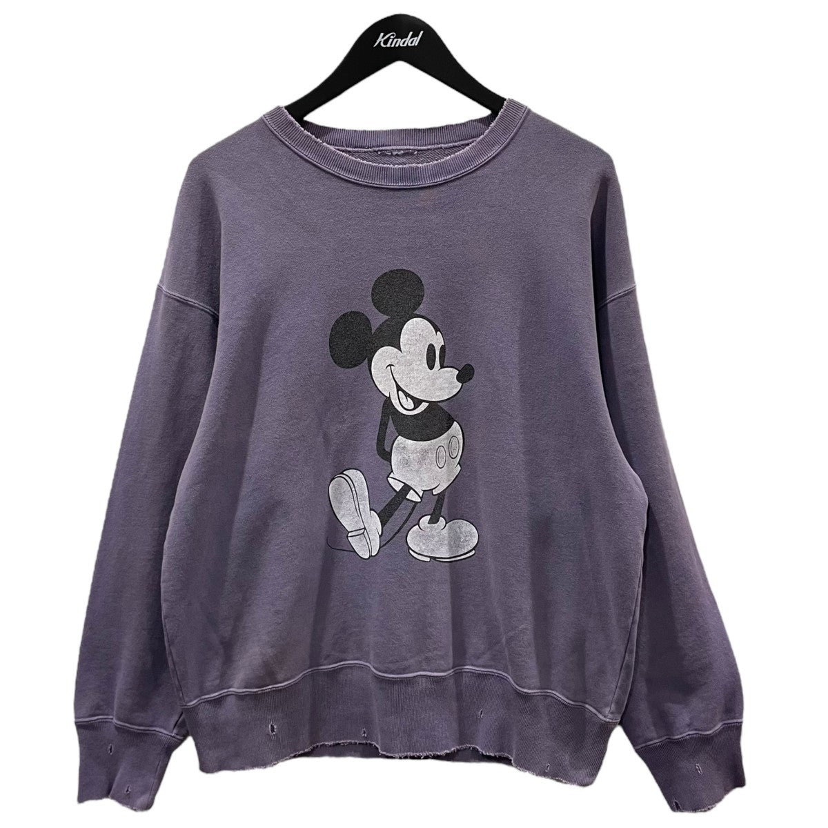 ANCELLM×Disney 23AW ダメージ加工スウェットトレーナー MICKEY PRINT