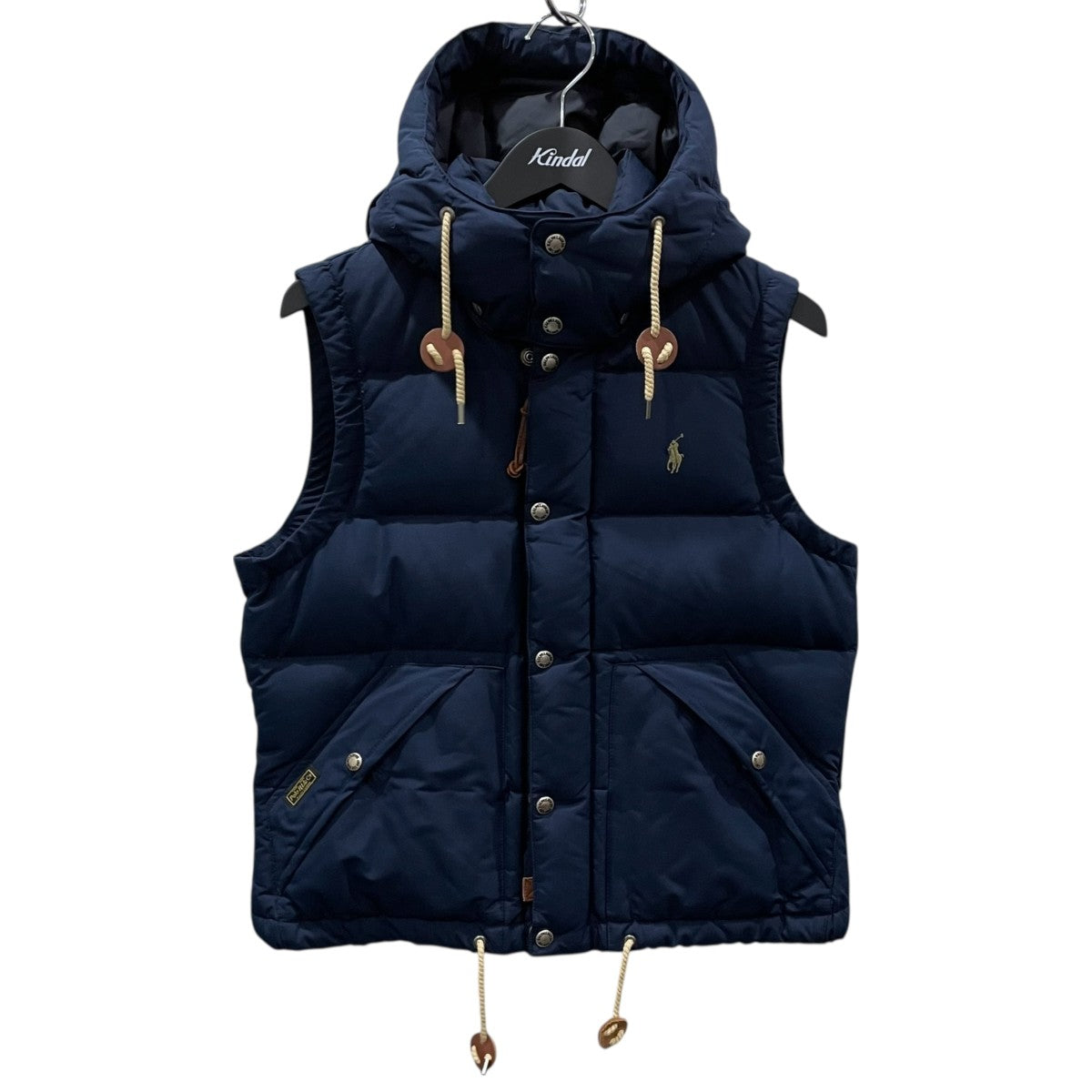 【美品】PORO ラルフローレン ダウンベスト 極美品✨】ポロラルフローレン ダウンベスト フード レザー ポニー刺繍