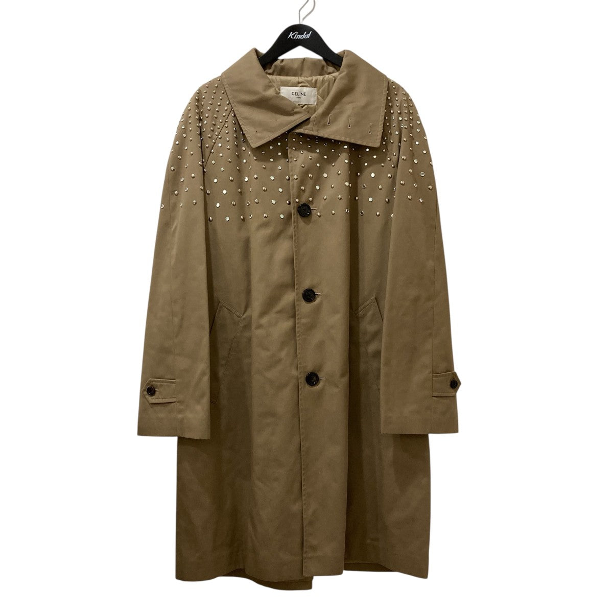 celine コート CELINE セリーヌ トレンチコート ウール ポリエステル ブラック